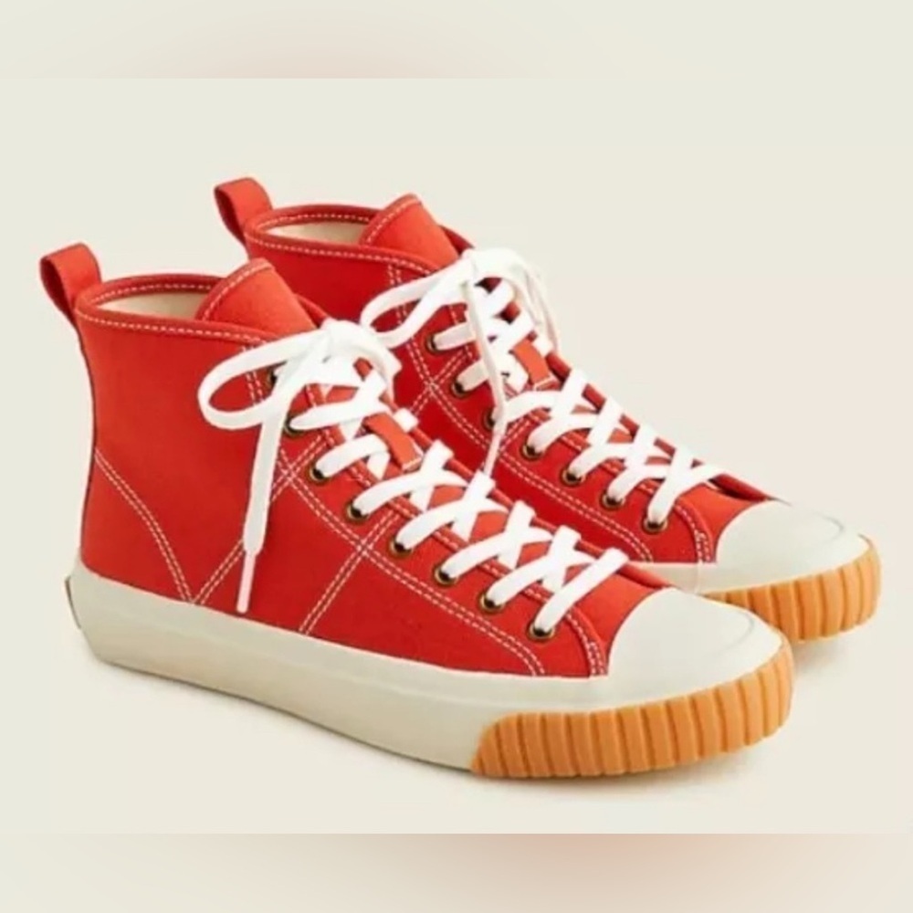 J. Crew | Orange  High Top Canvas Sneakers Size 8H